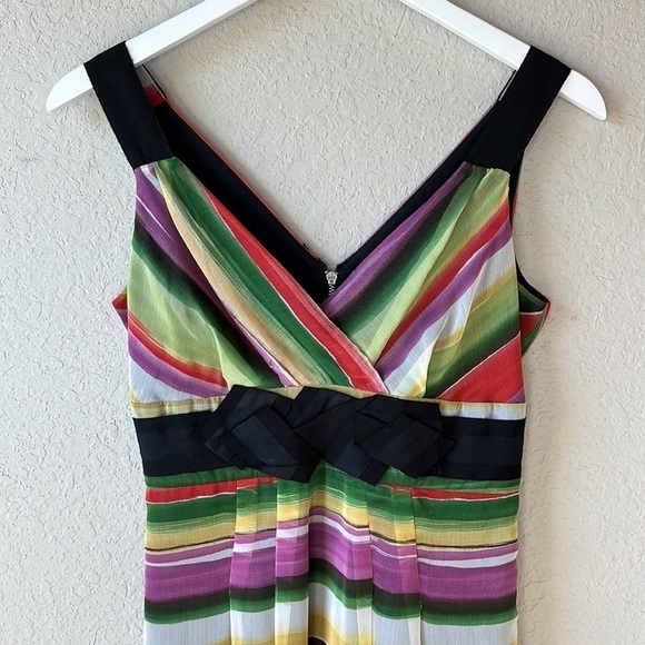 The Limited Colorful Sheer Overlay Empire Waist V Neck Cocktail Dress Size 2 - Picture 2 of 16